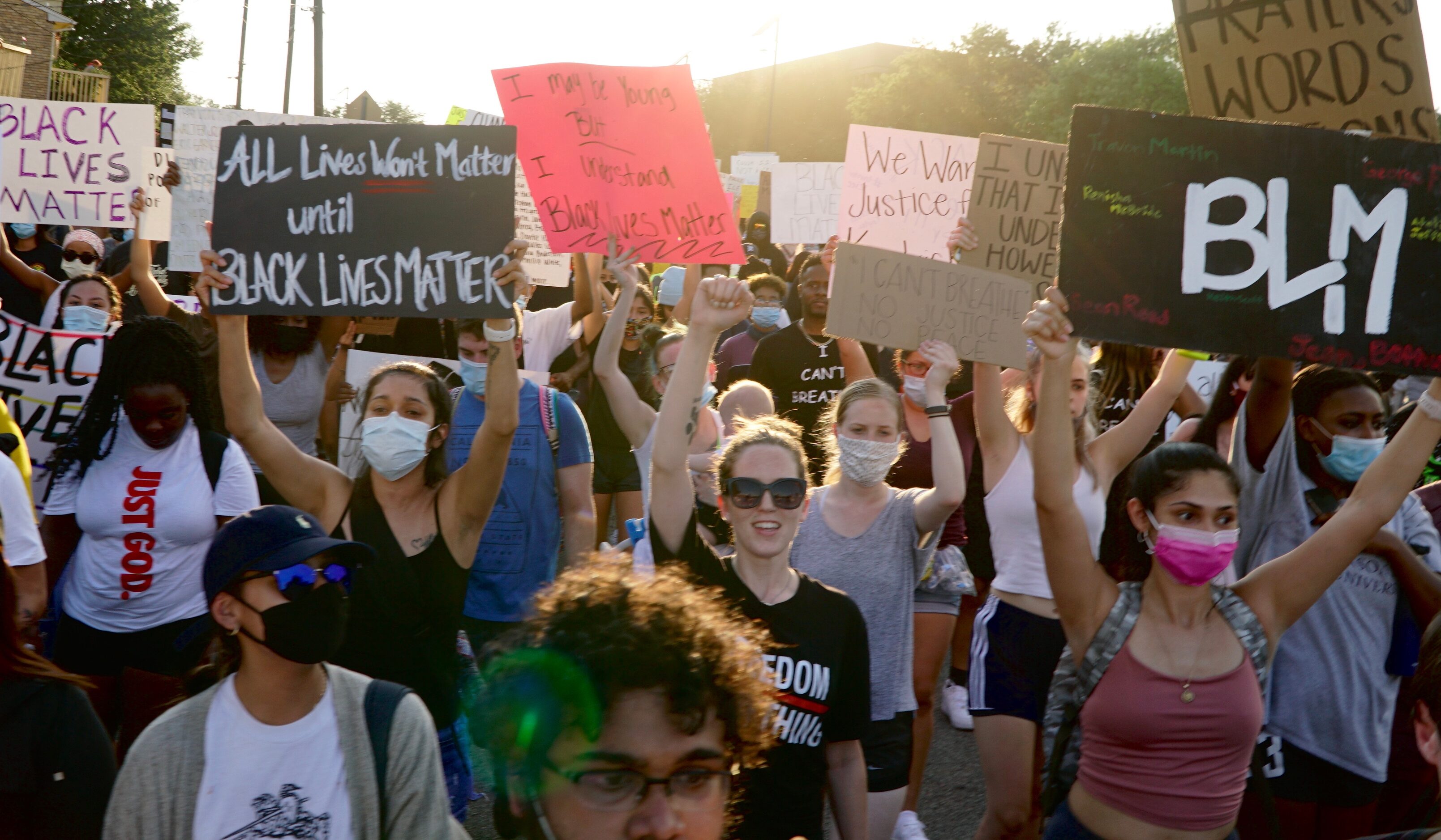 Hundreds of people marched in a protest in Irving, Texas on Monday, June 8, 2020. The...