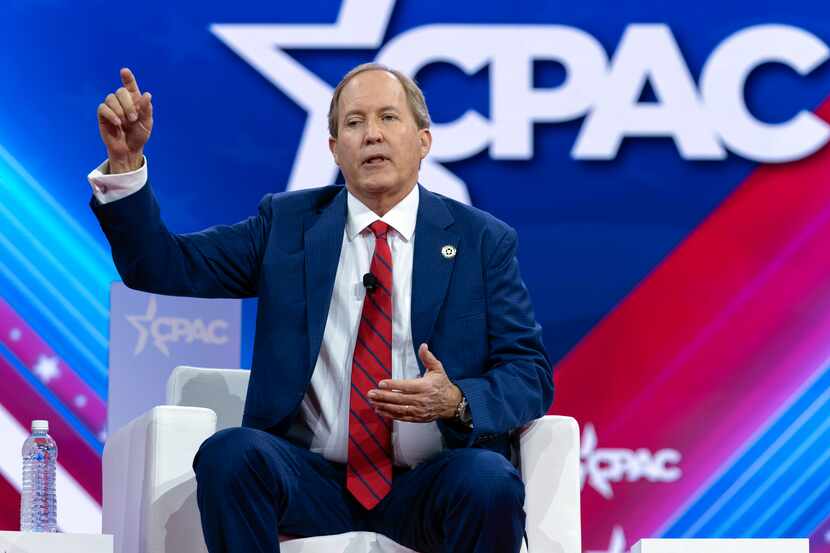 Texas Attorney General Ken Paxton speaks during the Conservative Political Action...