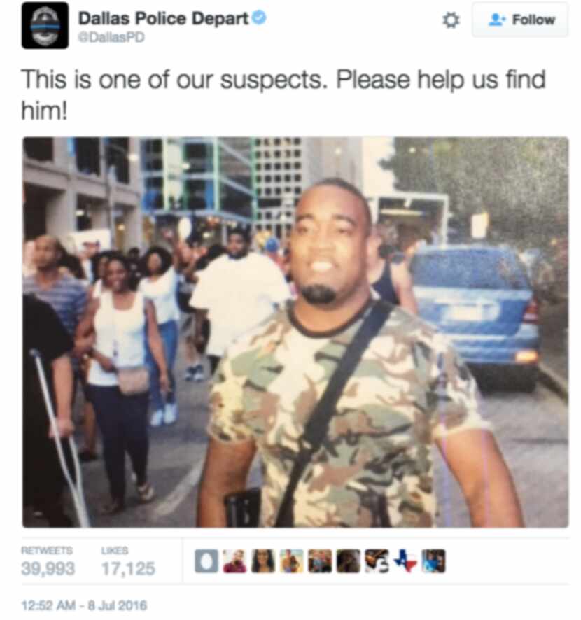 A tweet circulated by the Dallas Police Department identified Mark Hughes as a suspect in...