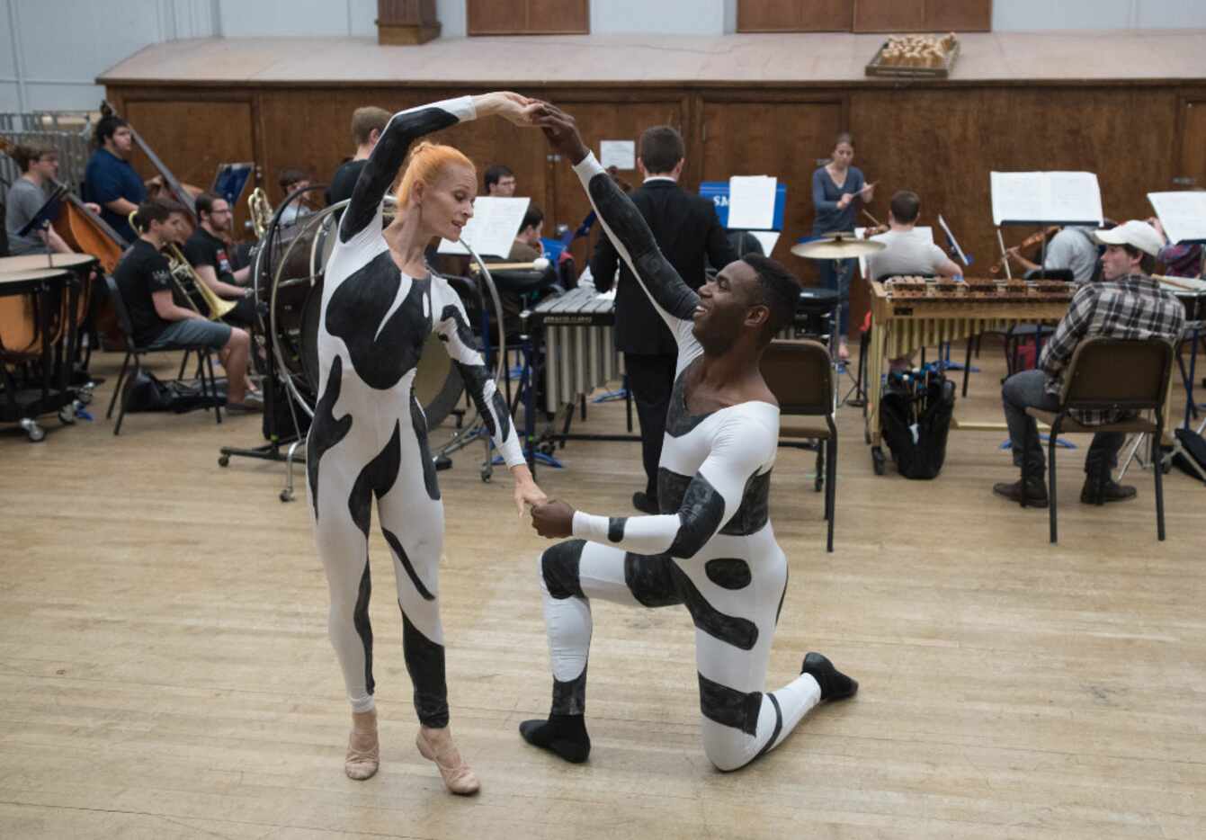 Dallas Neo-Classical Ballet dancers Lea Zablocki and Alex Langley rehearse Parade with SMU...