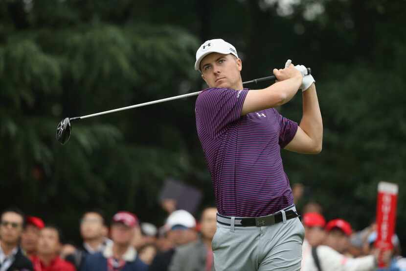 SHANGHAI, CHINA - NOVEMBER 08:  Jordan Spieth of the United States hits his tee shot on the...