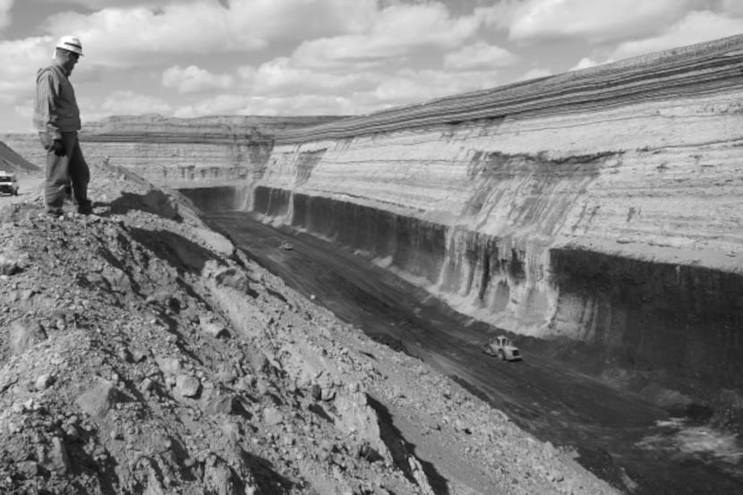 The mine’s vast coal seam is 80 feet thick.
