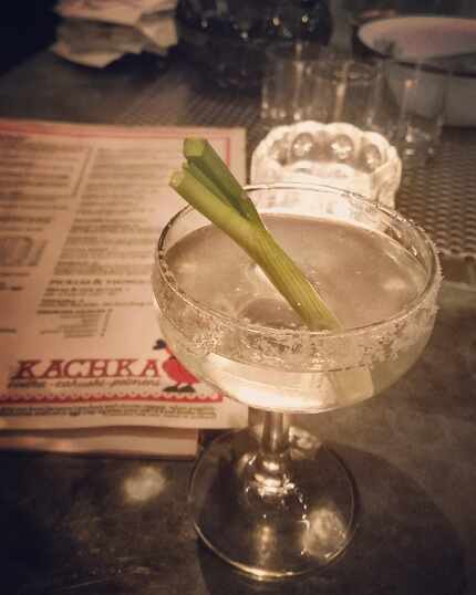 Kachka's outstanding Infernal Queen cocktail features house-infused horseradish vodka, gin,...