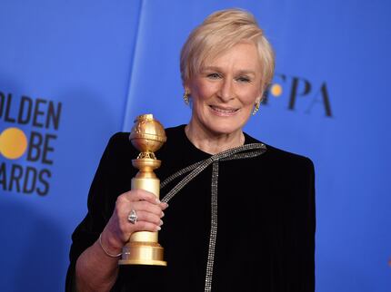 Glenn Close poses with the award for best performance by an actress in a motion picture,...