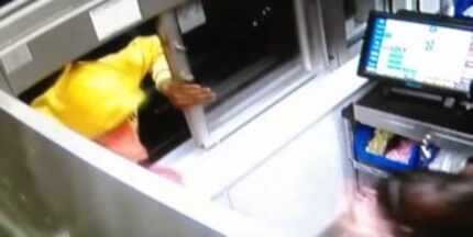  The man seen jumping through this drive-thru window told police he was part of this...