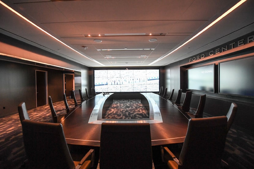 A look at the Dallas Cowboys' new NFL draft "war room" at the team's new headquarters at The...