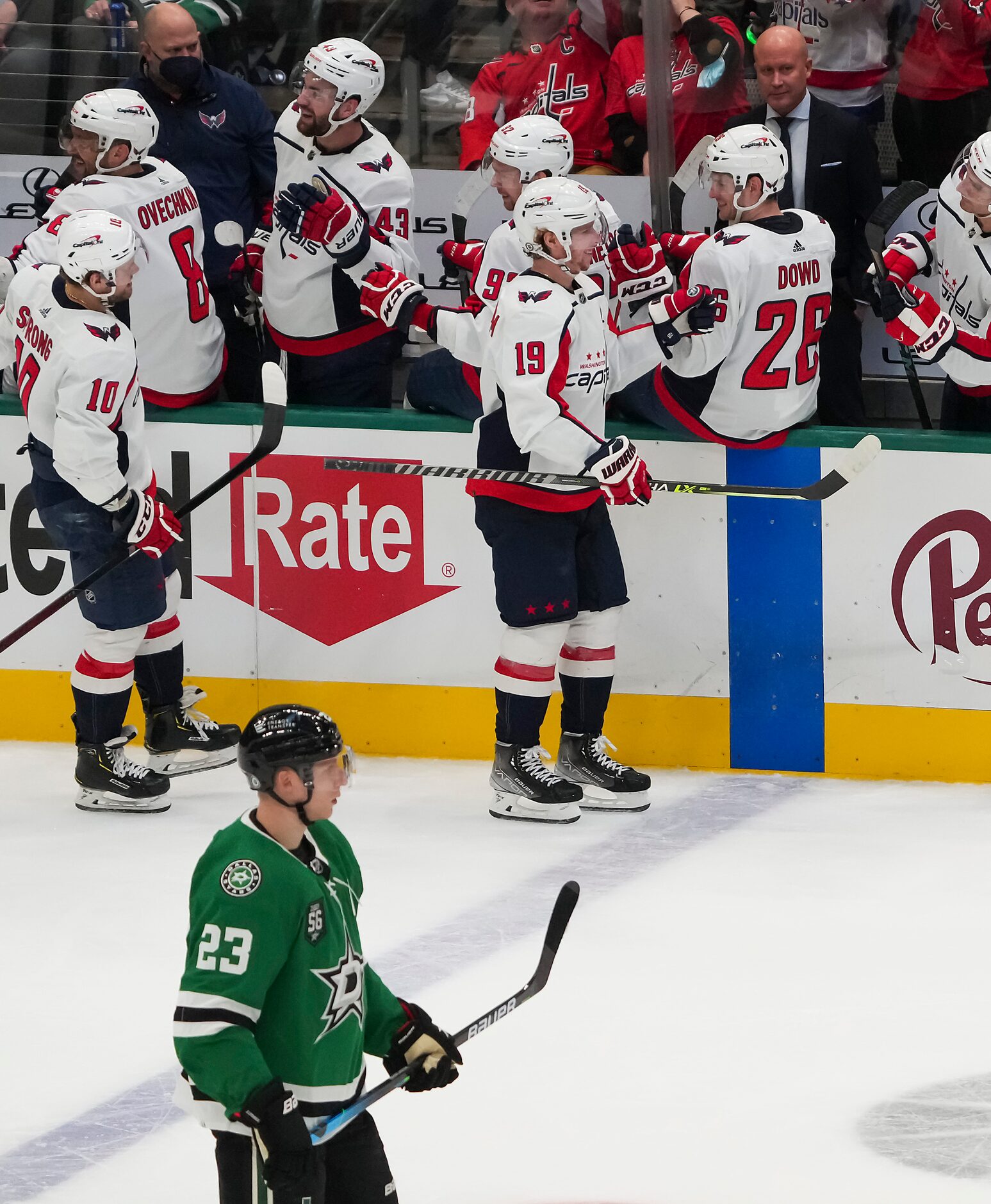 Dallas Stars defenseman Esa Lindell (23) skates away Washington Capitals center Nicklas...