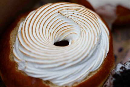 The horchata doughnut at the Salty is dotted with cinnamon and Valrhona Caramelia chocolate.