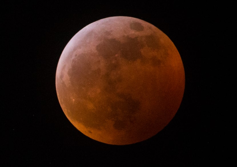 A Super Blood Wolf Moon total lunar eclipse as seen from in Euless on Sunday, Jan. 20, 2019....