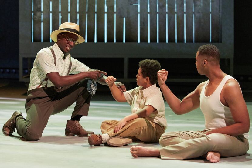 Michael Redding as Uncle Paul (left), Jeremy Denis as the young Charles Blow, and Davóne...