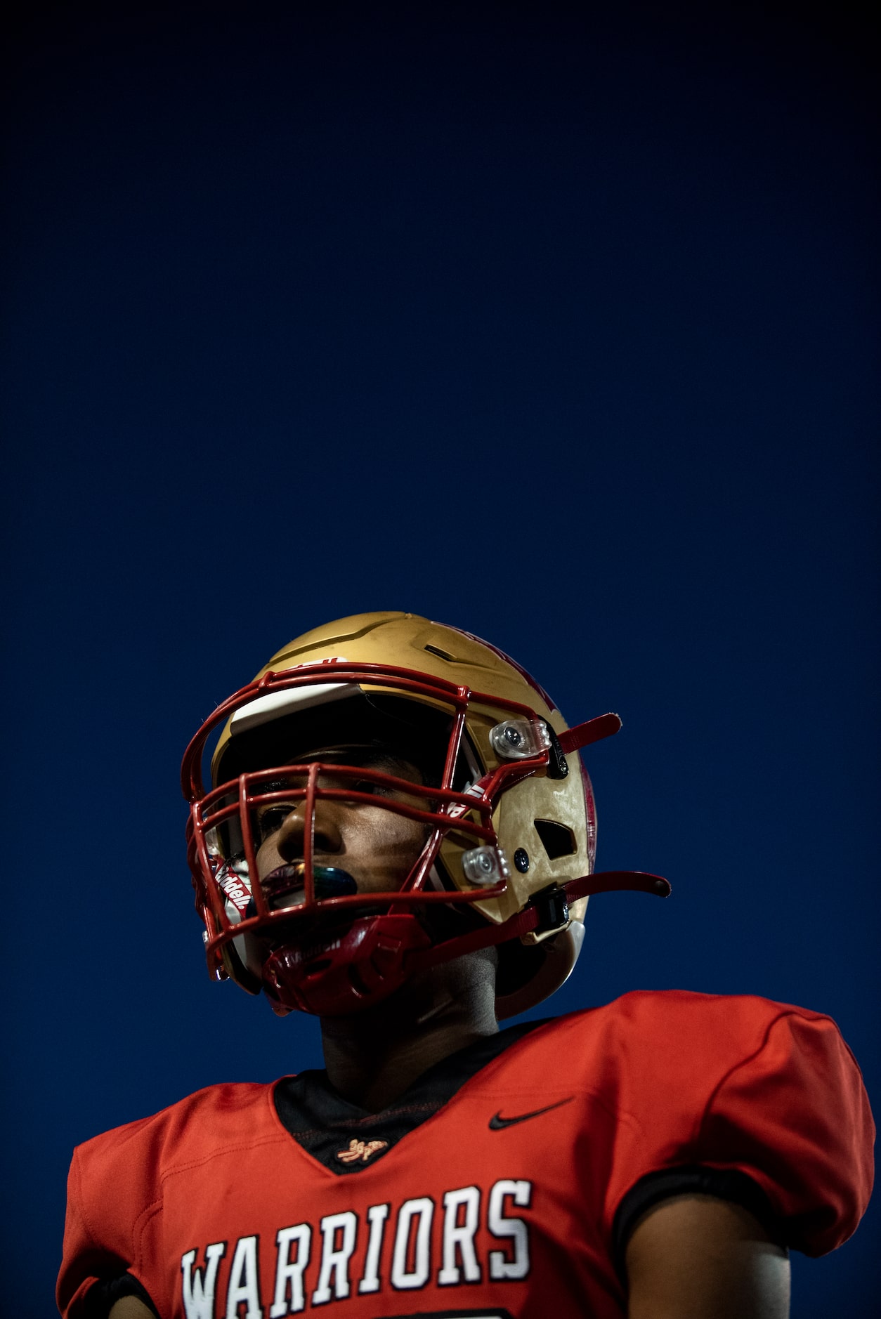 South Grand Prairie junior Wesley Luster (83) walks to the sideline after a play during...