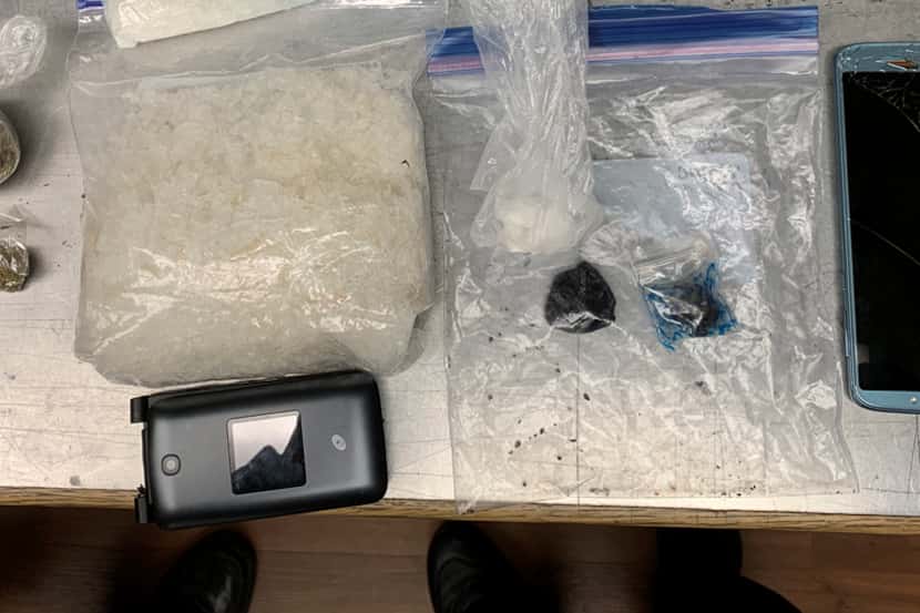 Arlington police reported finding meth, heroin, cocaine and marijuana during a traffic stop...