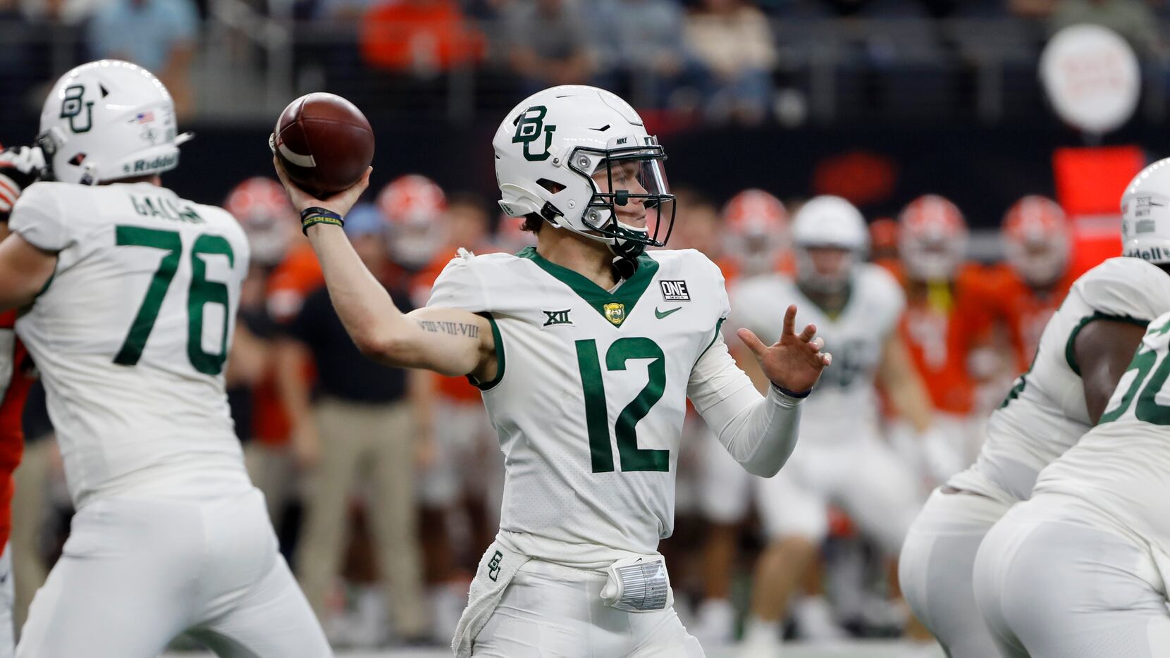 FILE - Baylor quarterback Blake Shapen passes the ball during the second half of the Big 12...