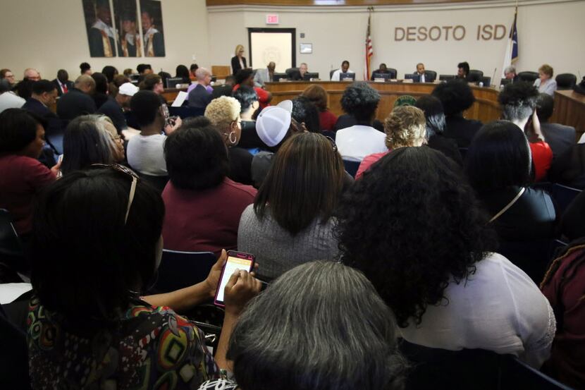 Local supporters of athletics filled the DeSoto ISD Administration Building as the board...