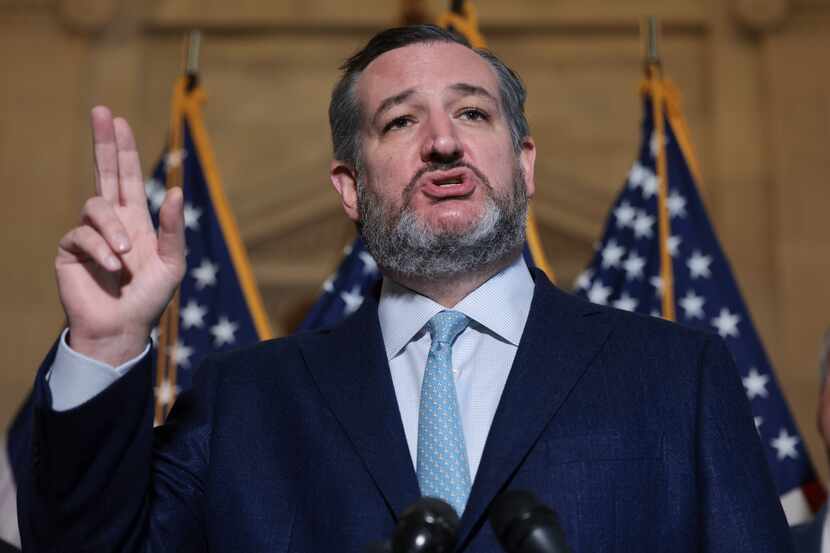 Sen. Ted Cruz spoke to reporters about crime on Feb. 9, 2022, at the U.S. Capitol.