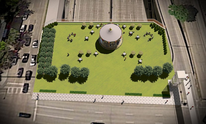 Renderings show the planned expansion of Klyde Warren Park in Dallas. The expansion will...