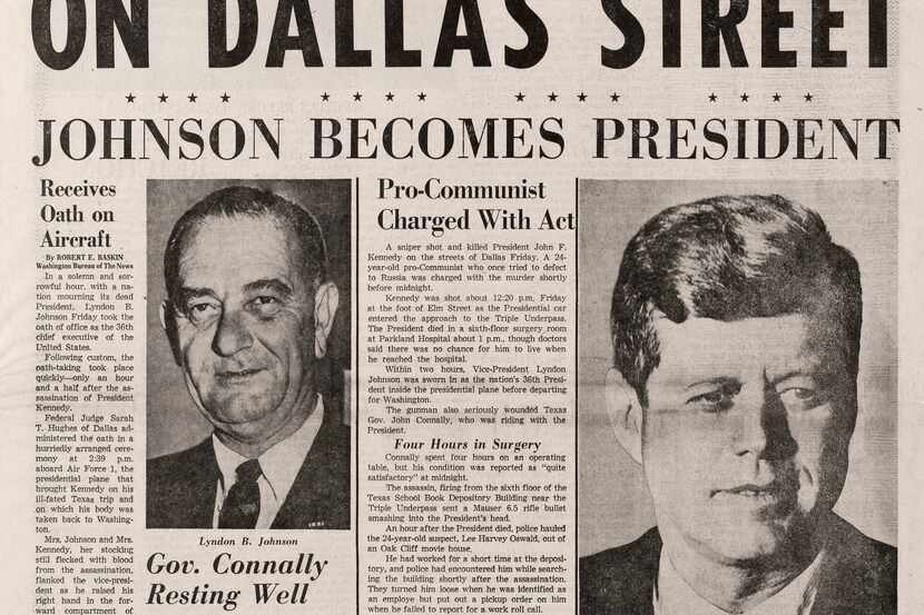 Copy photos of the November 23, 1963 issue of The Dallas Morning News, photographed March 6,...