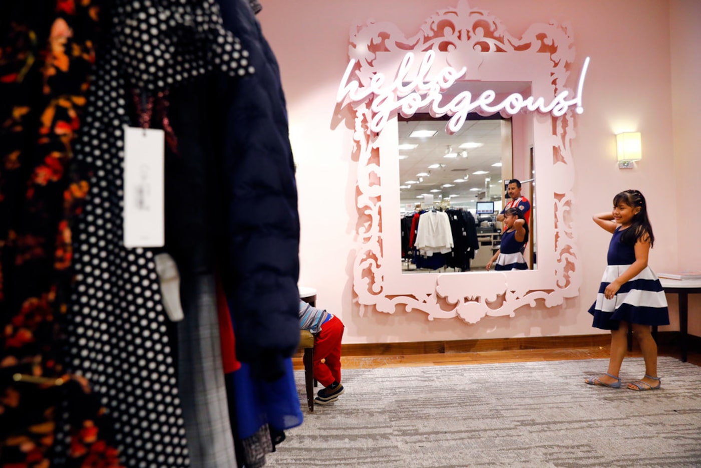 A selfie mirror outside one of the fitting rooms is part of the upgrades made to the Macy's...