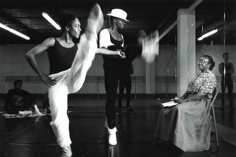 Ann Williams (far right) watches with pleasure as dancers for the Dallas Black Dance Theatre...