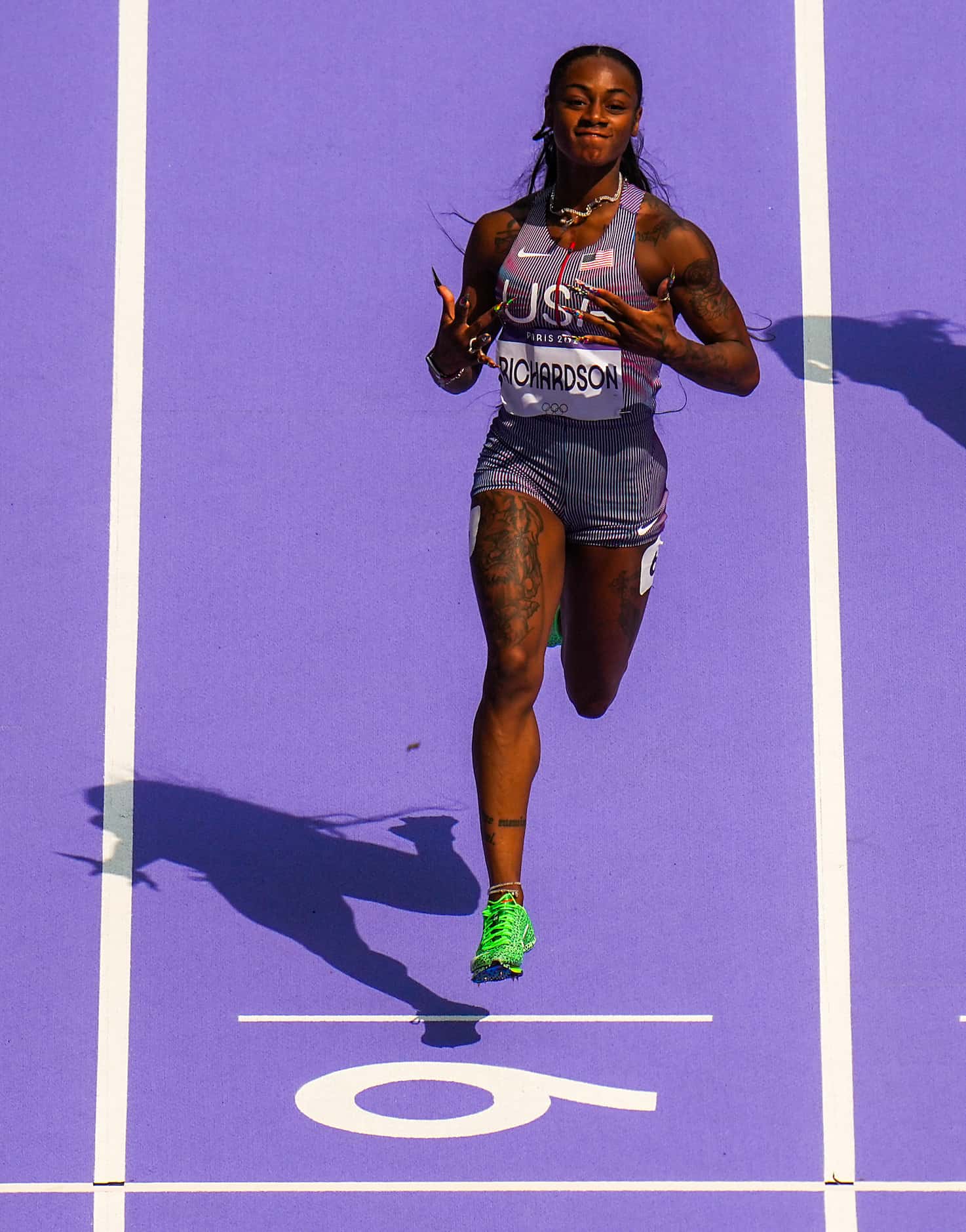 Sha'carri Richardson of the United States wins her heat of the women’s 100-meters at the...