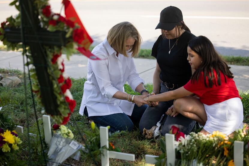 (From left) Uvalde native Clarisa Darby joins Jenni Campos and her 10-year-old daughter...