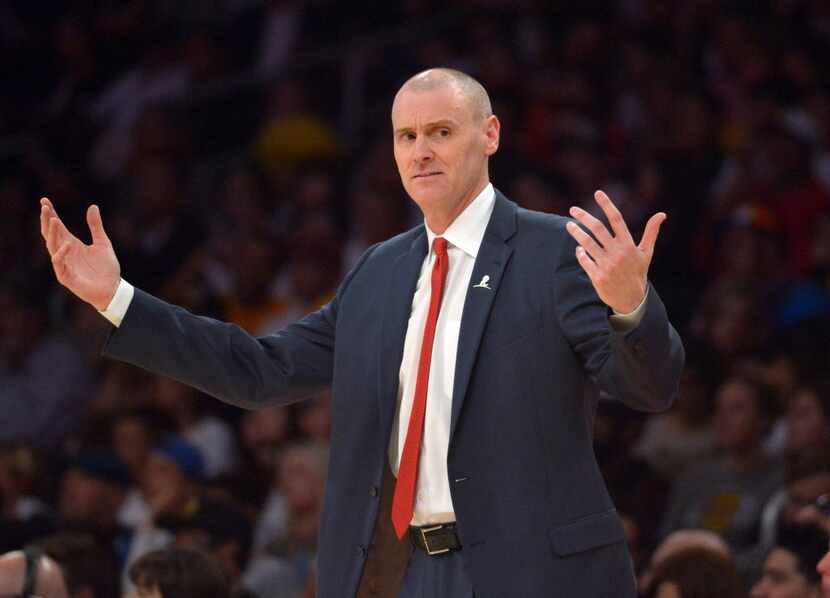 Dallas Mavericks coach Rick Carlisle reacts against the Los Angeles Lakers at Staples...
