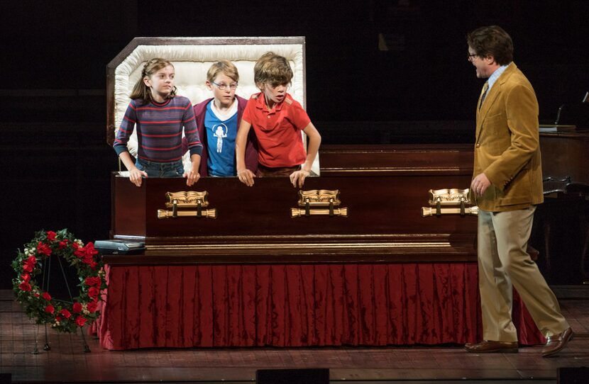 From left:  Carly Gold (small Alison), Luke Barbato Smith (Christian), Henry Boshart (John)...