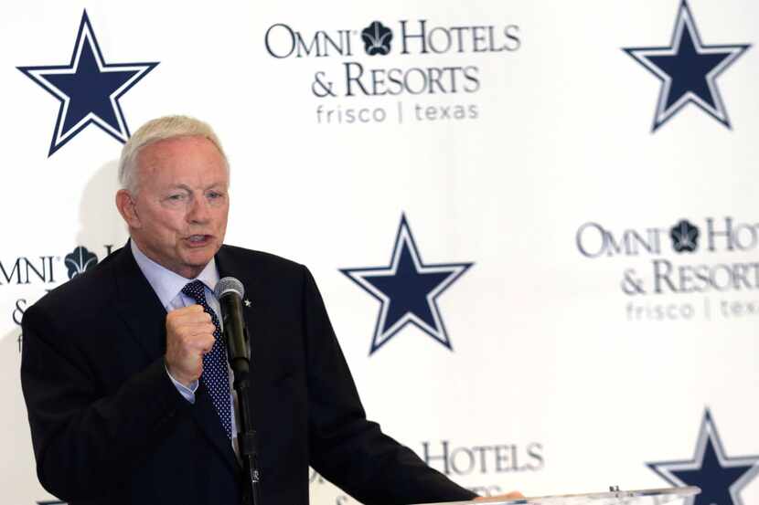 Jerry Jones, Dallas Cowboys owner and general manager speaks during the official grand...