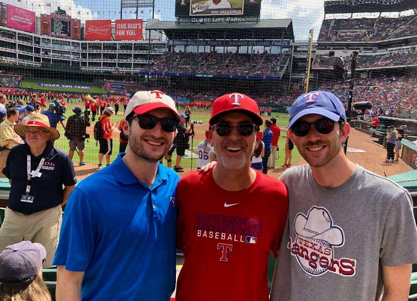 (L-R) Louis, Marc And Miles Andres on Sept. 29, 2019, the final game at Globe Life Park....