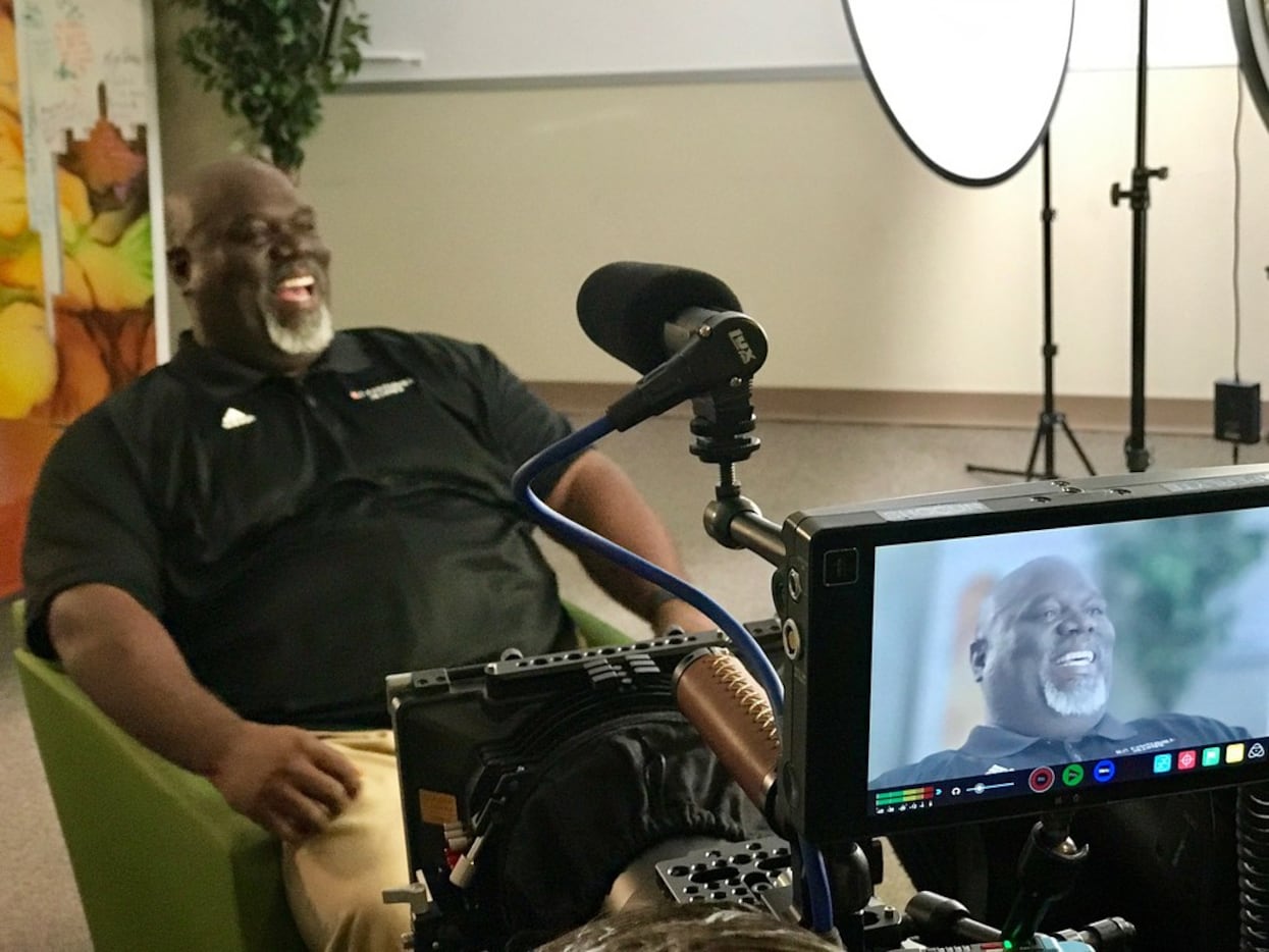 Russell Maryland during the filming of his PSA.