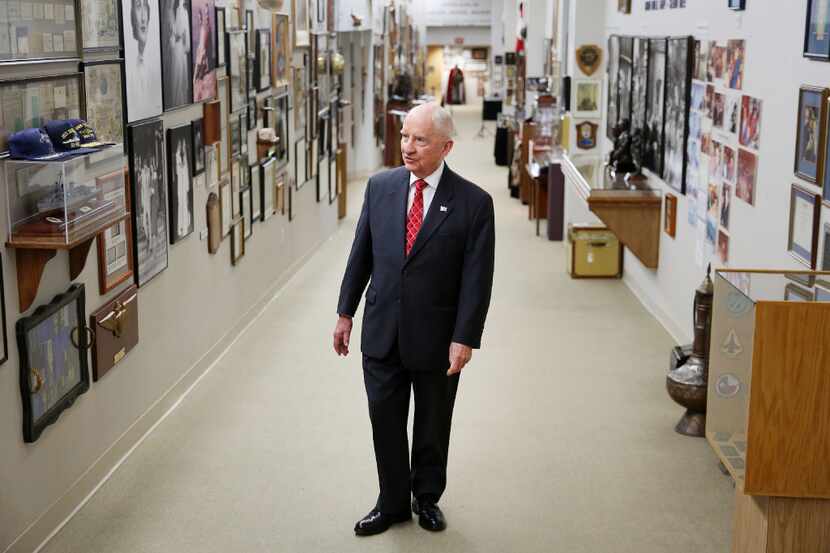 Ross Perot gives a tour of his personal artifacts to The Dallas Morning News at the Dell...
