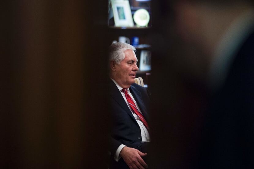 Rex Tillerson, Donald Trump's nominee for Secretary of State, is pictured during a meeting...