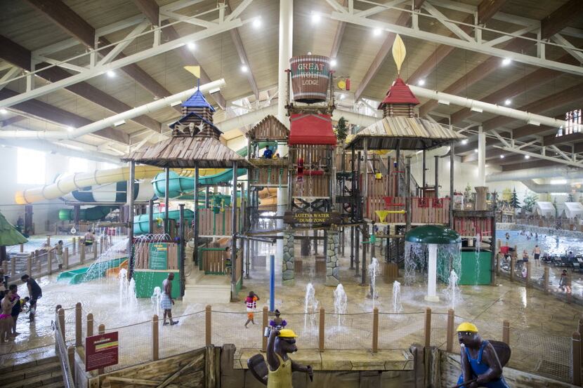 Hotel guests find fun away from the sun at the indoor water park at Great Wolf Lodge in...
