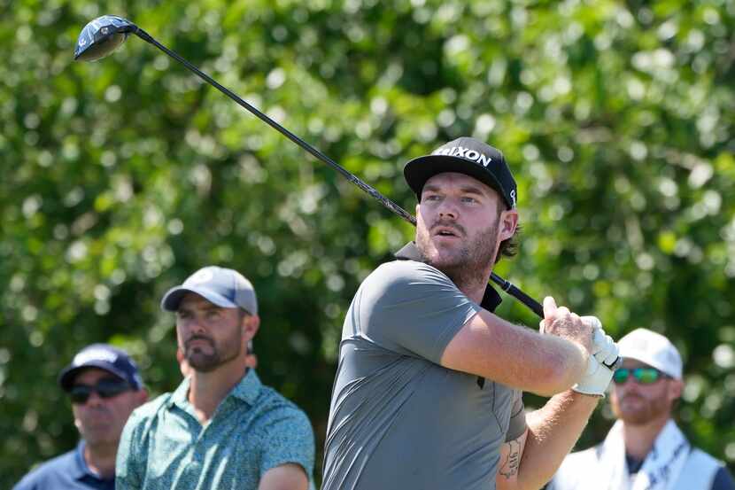 FILE -Grayson Murray hits off the 18th tee during the first round of the PGA Zurich Classic...