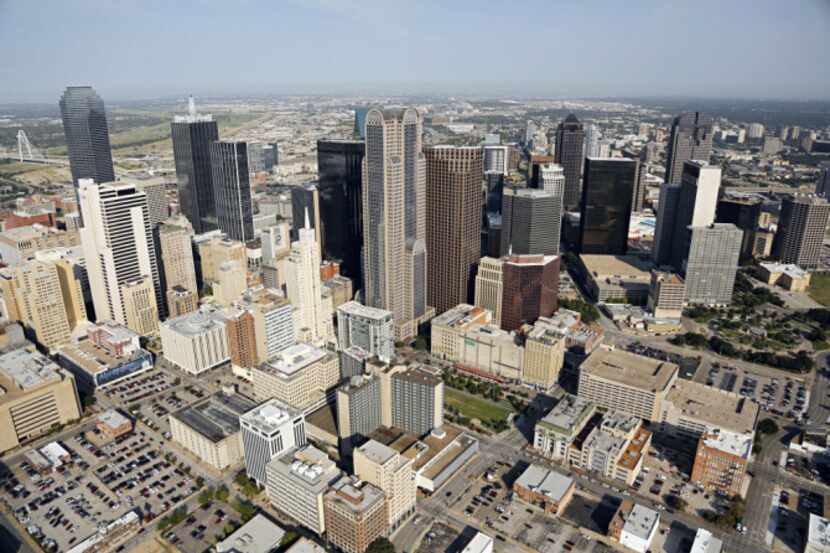 Aerial photograph of downtown, shot Monday, September 24, 2012 in Dallas. (G.J. McCarthy/The...