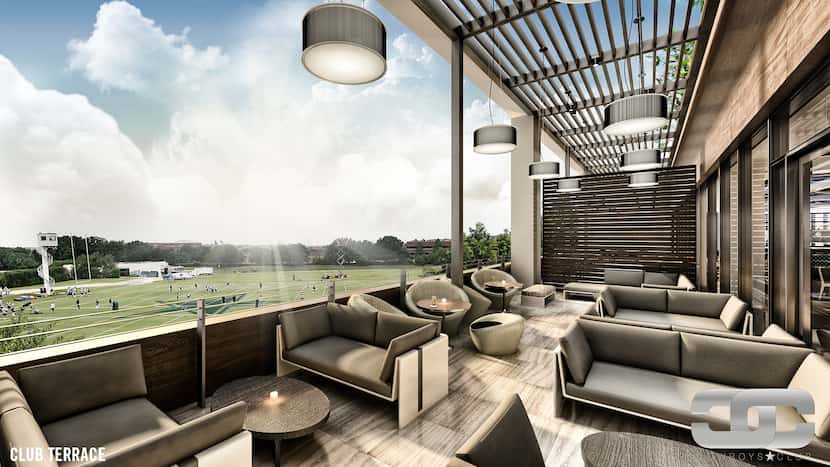 A rendering of the terrace in the members-only Cowboys Club coming to The Star in Frisco,...