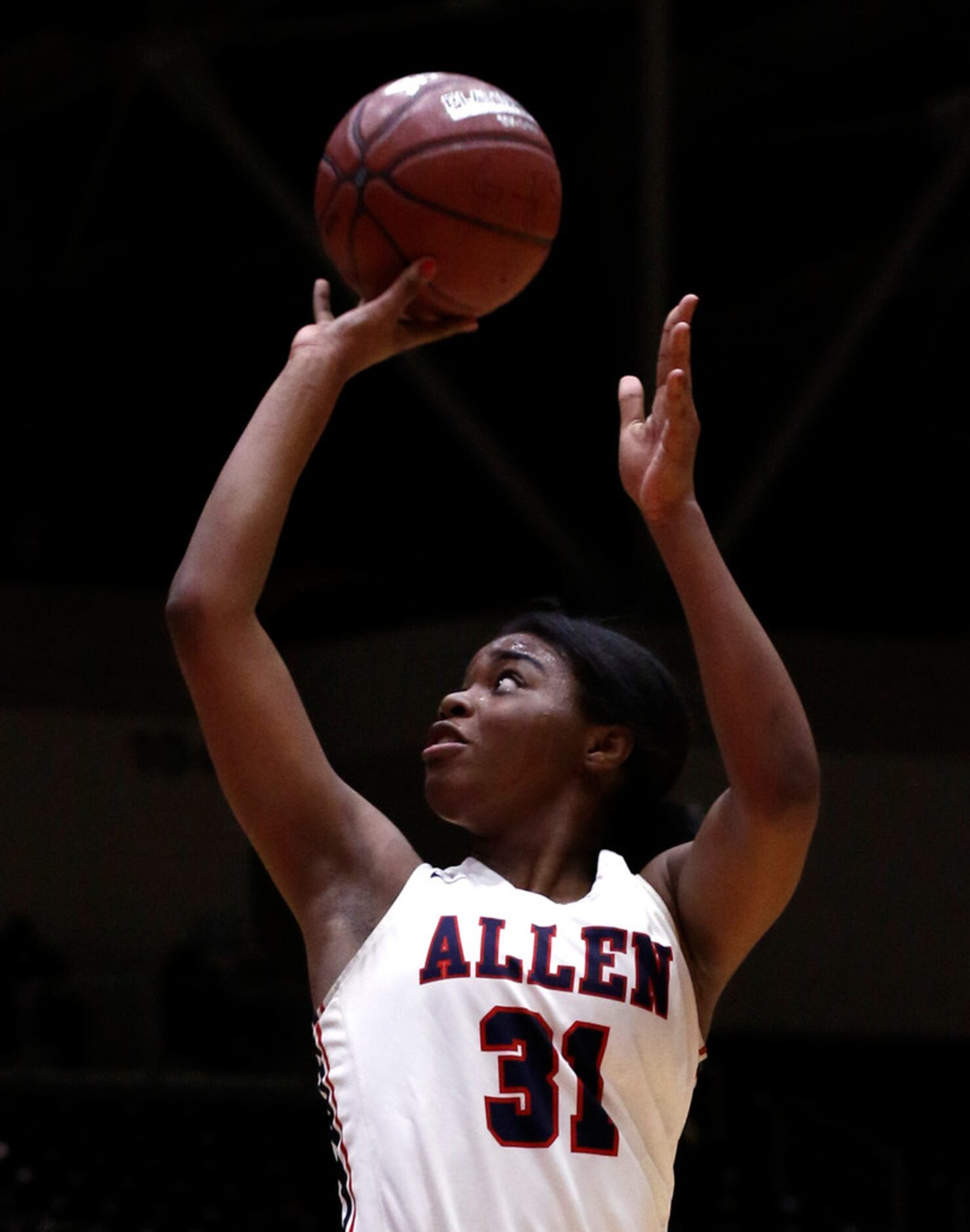 Allen guard Nyah Green (31) shoots a jump shot during second half action against Sachse. The...