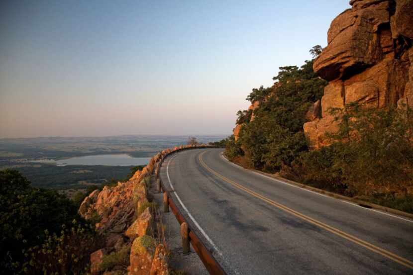 The view from along the Wichita Mountains Byway is almost endless as the road gently winds...