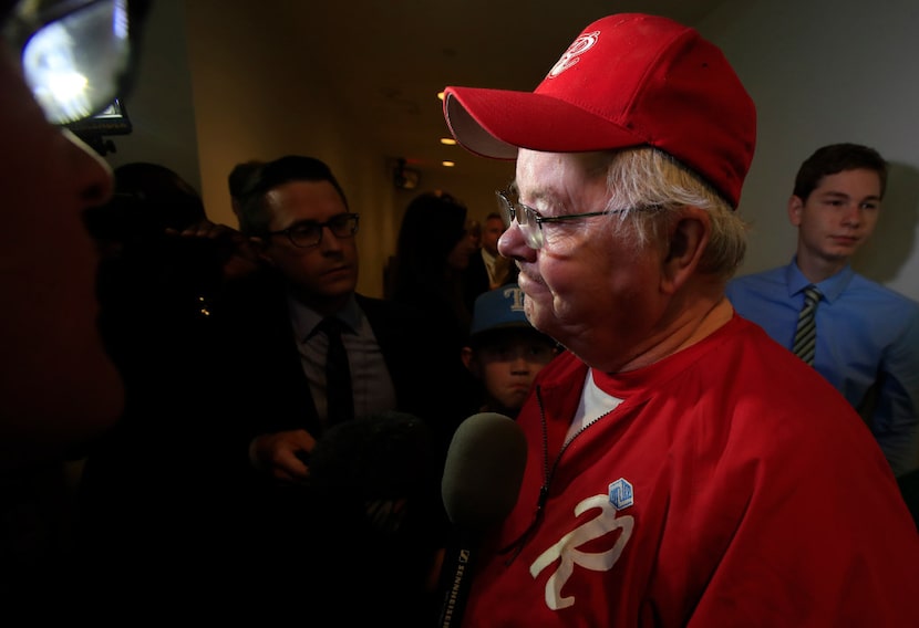 Rep. Joe Barton, R-Texas, manager of the Republican team, wearing his baseball uniform,...