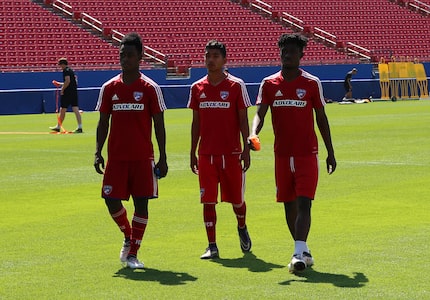 FCD Academy U19s (left to right) Ronaldo Damus, Gibran Rayo, and Emmanuel Paga. (5-10-18)