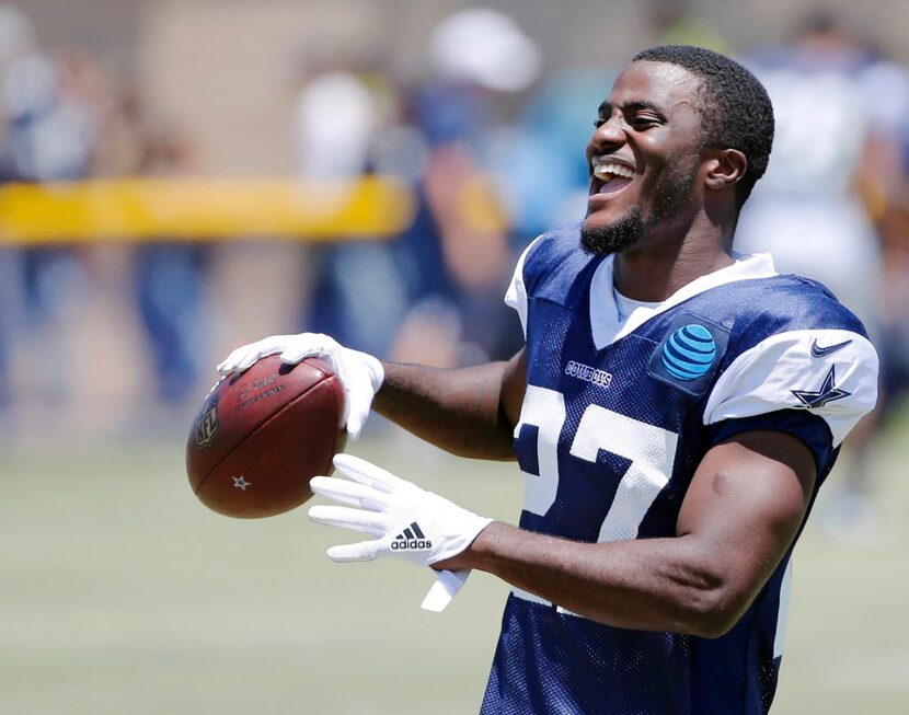 Dallas Cowboys cornerback Jourdan Lewis (27) after practice at training camp in Oxnard,...