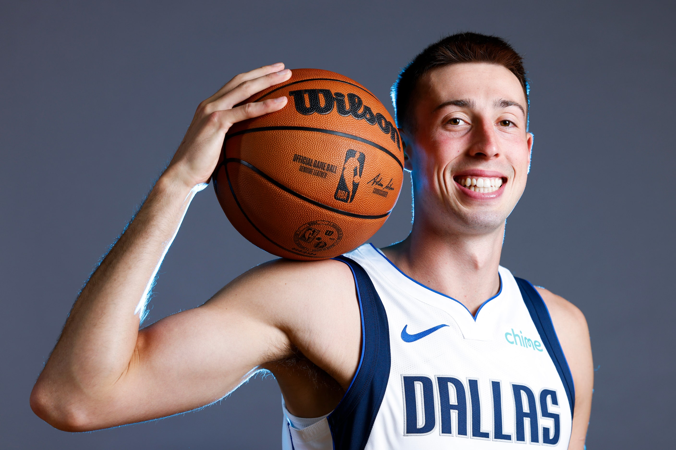 Dallas Mavericks’ Joe Wieskamp poses for a photo during the media day on Friday, Sept. 29,...