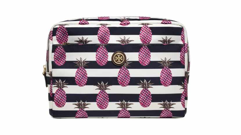 Tory Burch printed nylon large beauty bag with pineapples and stripes, $94.50