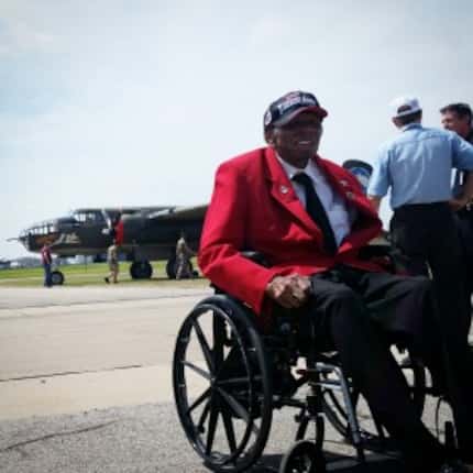  Former Air Force ground mechanic Homer Hogues, among the few surviving Tuskegee Airmen, was...