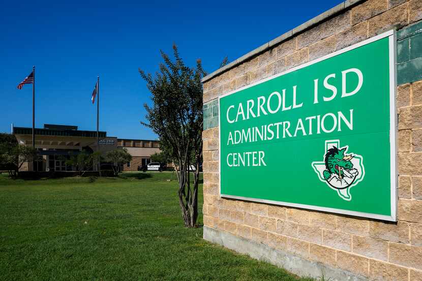 Exterior view of the Carroll ISD Adminstration Center on Monday, Aug. 23, 2021, in...
