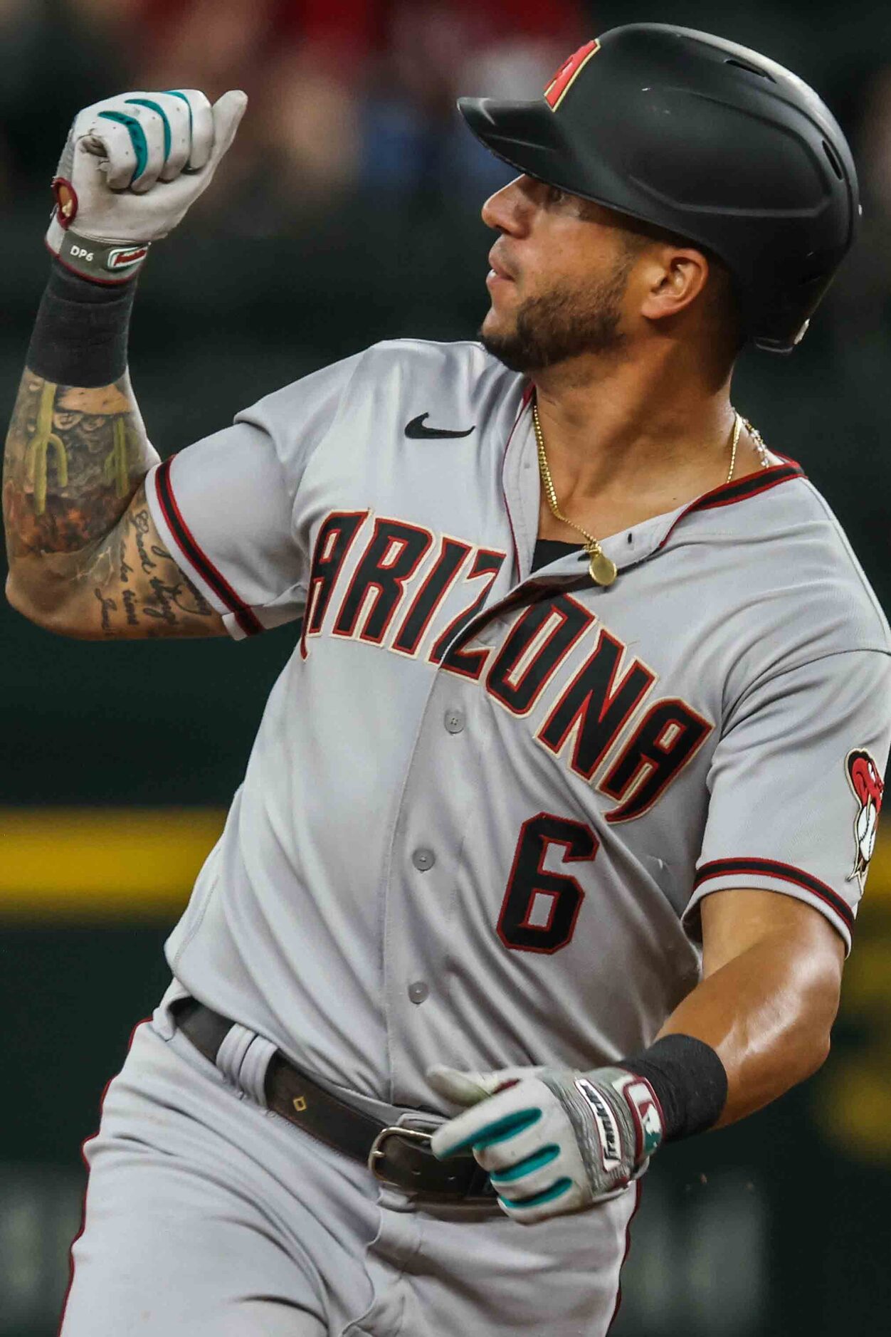 David Peralta (6) celebrates his homerun during Arizona Diamondbacks at Texas Rangers game...