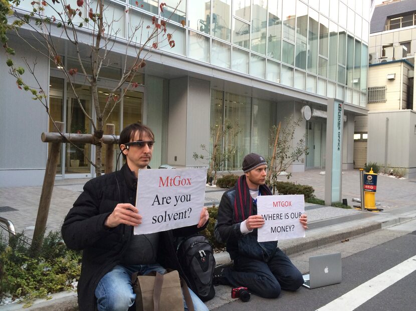 Bitcoin trader Kolin Burges, right, of London and American Aaron (only his first name was...