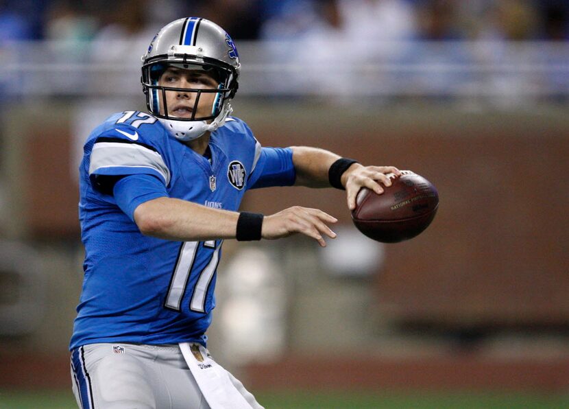 Sep 3, 2015; Detroit, MI, USA; Detroit Lions quarterback Kellen Moore (17) throws the ball...