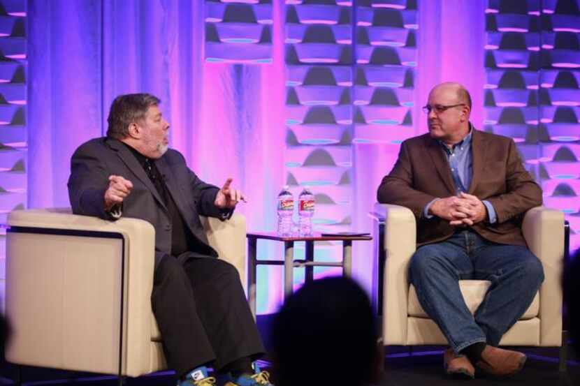
Apple co-founder Steve Wozniak (left) and Jim Rossman talked technology at Capital One’s...