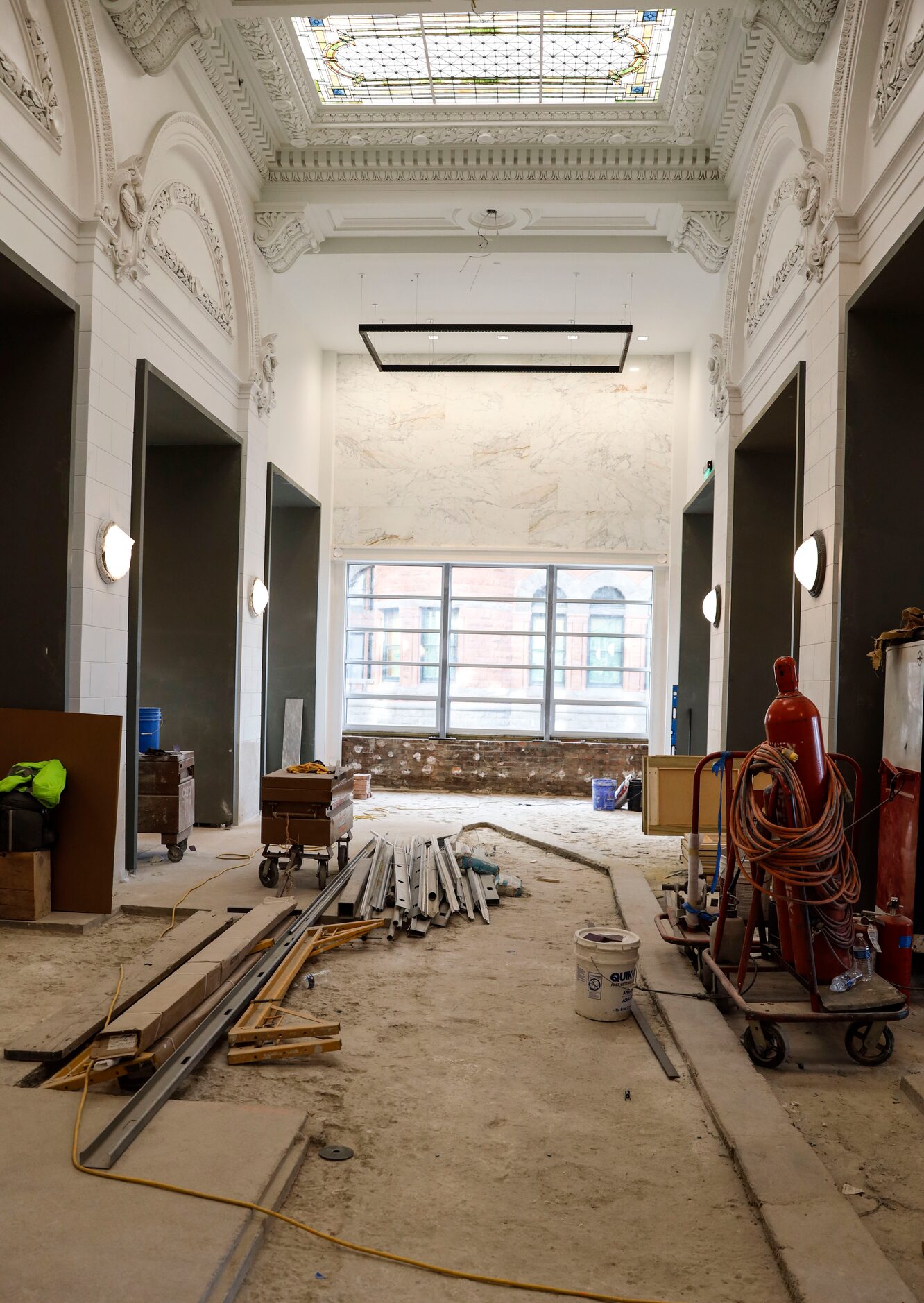 Renovation outside the Ruby courtroom and the original 1915 portion of the Dallas County...